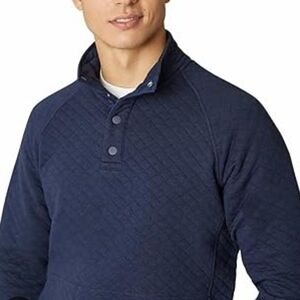 Perry Ellis Men's Midweight Quarter Snap Mock Navy Quilted Shirt Size Lg
